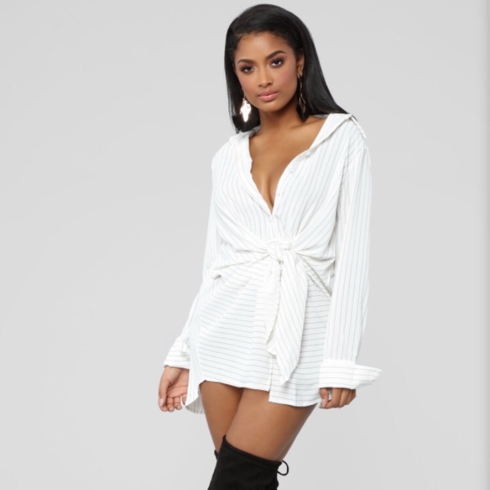 FASHION NOVA feeling powerful white shirtdress - SMALL NWT